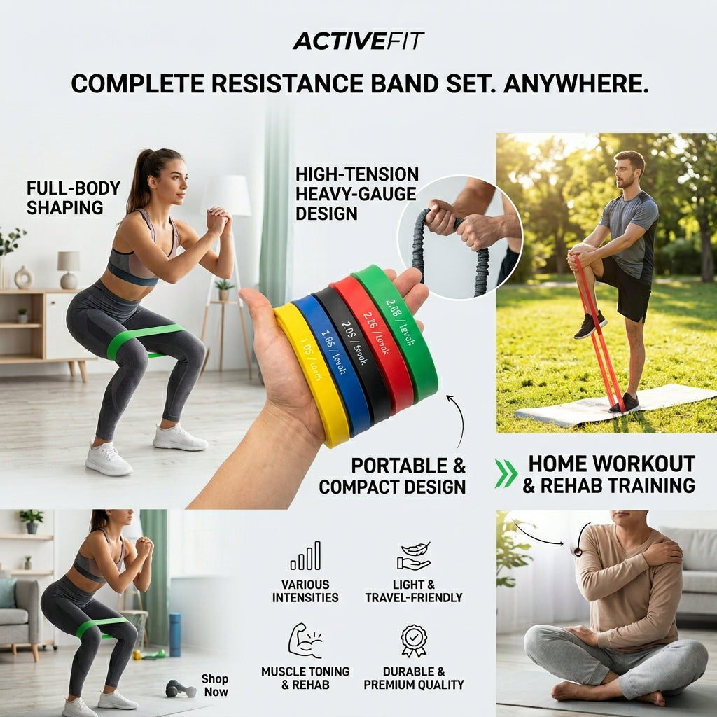 Train Anywhere | Premium Resistance Band Set for Full Body Fitness